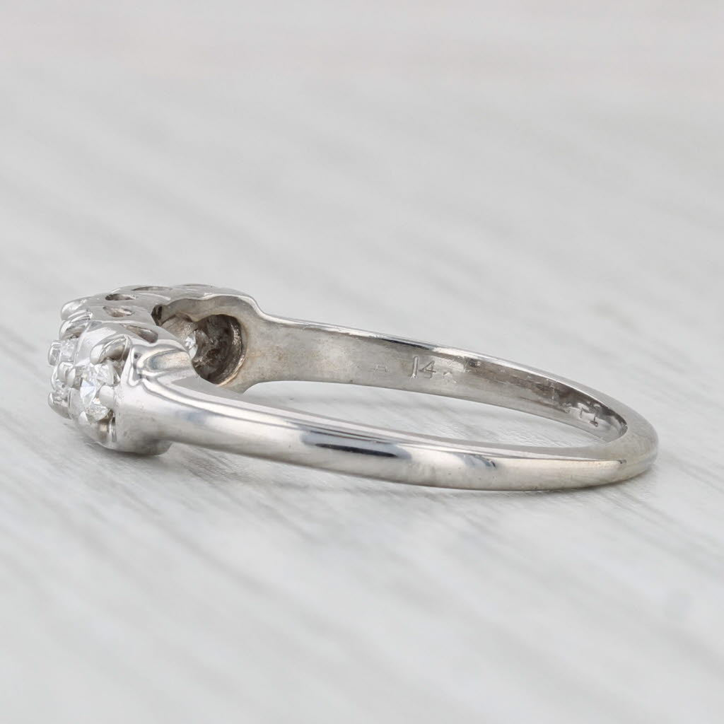 Light Gray 0.25ctw Diamond Wedding Band 14k White Gold Size 7 Stackable Anniversary Ring