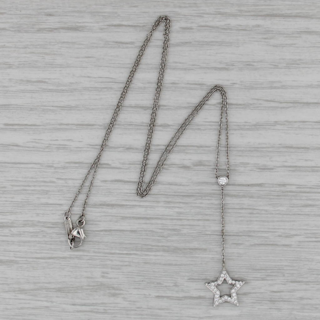 Tiffany & Co 0.20ctw Diamond Star Lariat Necklace w/ Pouch 950 Platinum 16.25"
