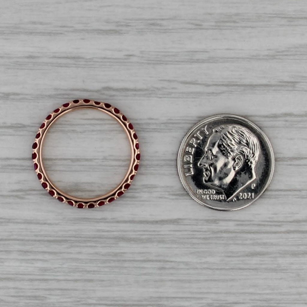 0.90ctw Natural Lab Grown Ruby Sapphire Eternity Band 18k Gold Stackable Ring