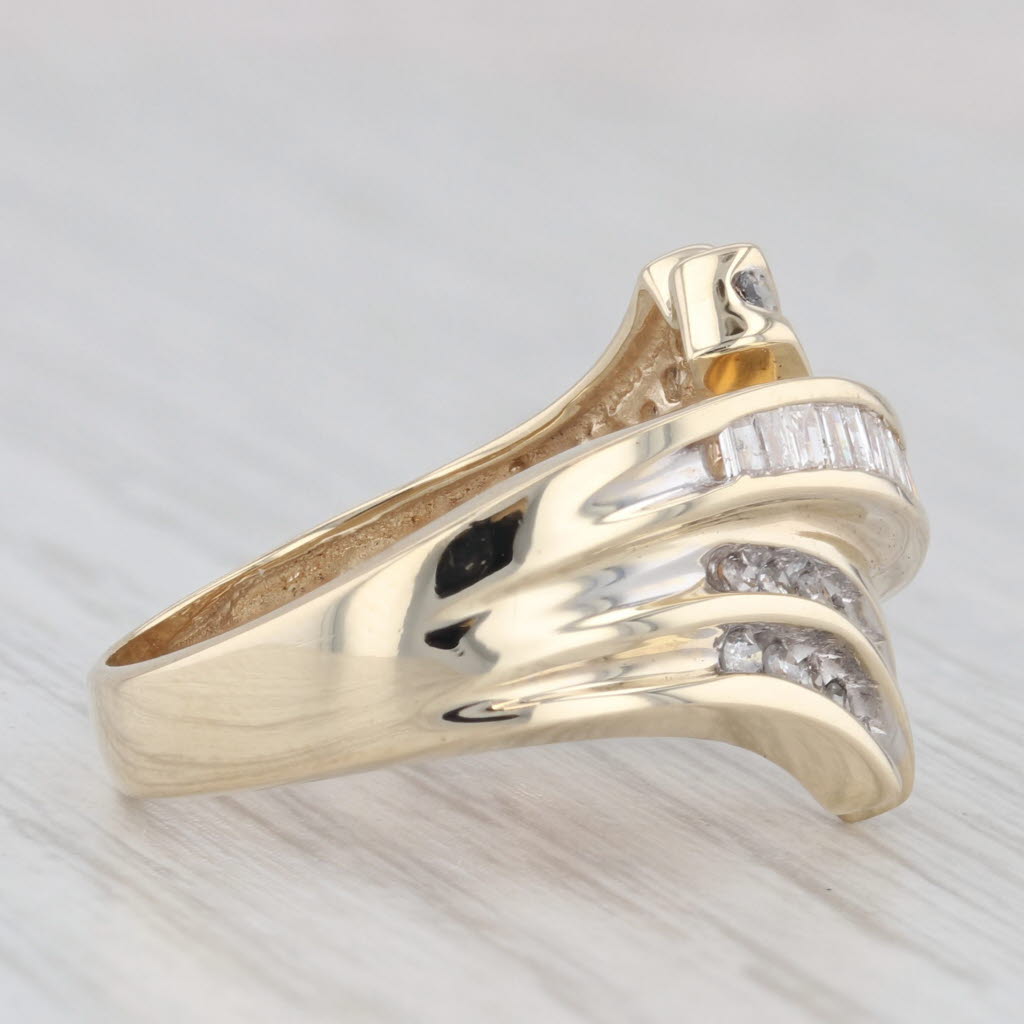 Light Gray 0.47ctw Diamond Bypass Ring 10k Yellow Gold Size 6