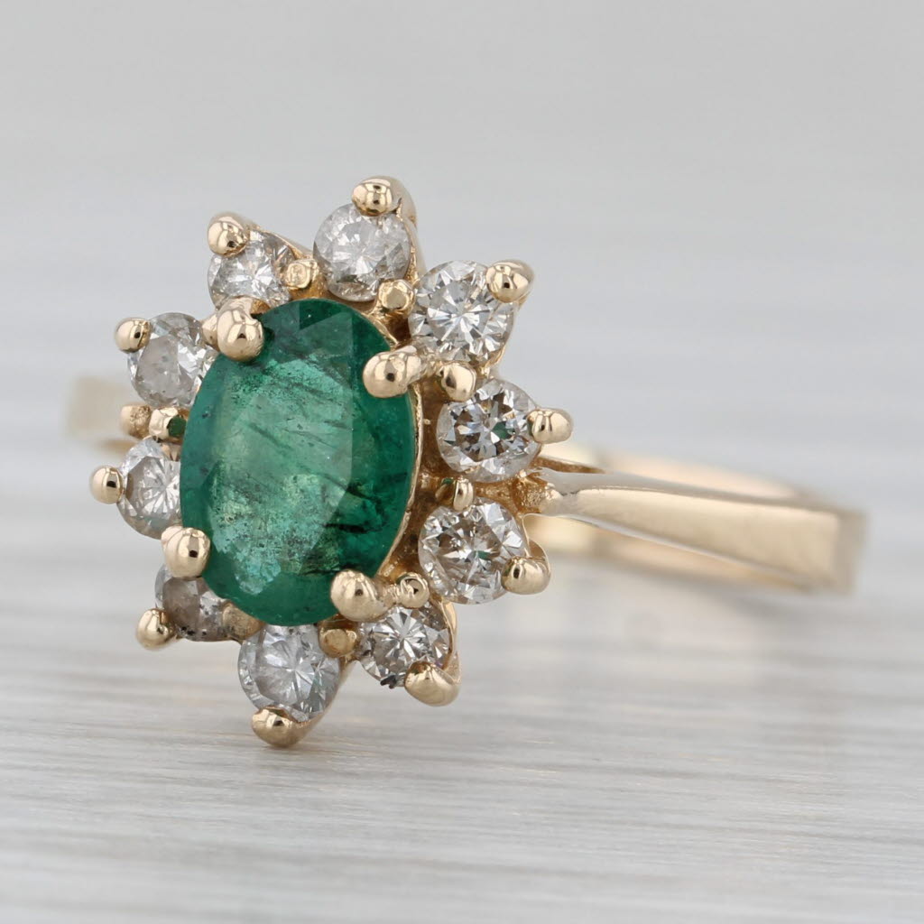 Gray 1.05ctw Emerald Diamond Ring 14k Yellow Gold Size 5.5