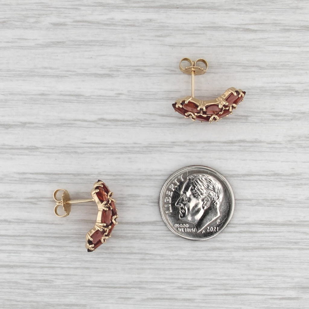 6ctw Red Garnet Cluster Earrings 14k Yellow Gold Drops Butterflu Backs