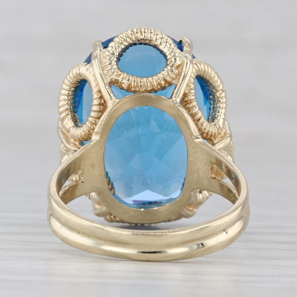 Gray 20ct Swiss Blue Topaz Oval Ring 14k Yellow Gold Size 8 Cocktail