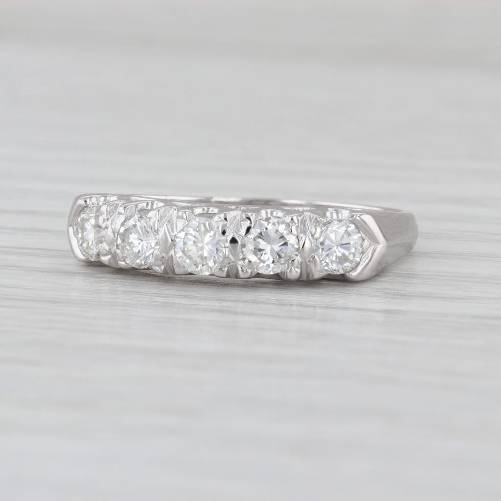 0.74ctw Diamond Anniversary Band 14k White Gold Wedding Ring Size 9 Stackable