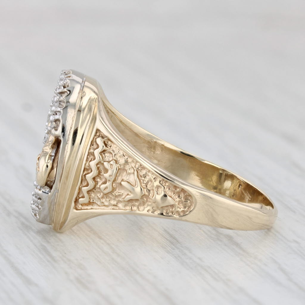 Light Gray 0.21ctw Diamond Horseshoe Horse Ring 10k Gold Size 11 Men's Western Luck