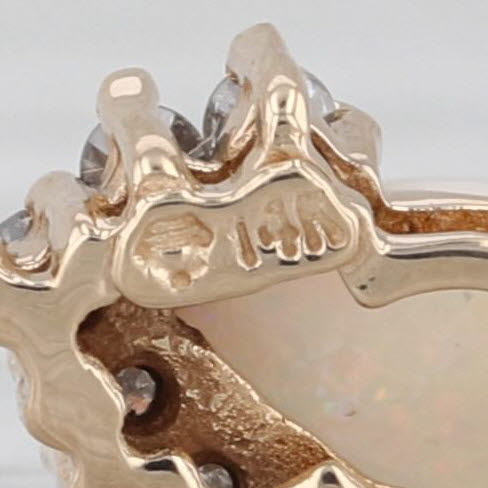 Pear Opal Diamond Pendant 14k Yellow Gold Small Teardrop