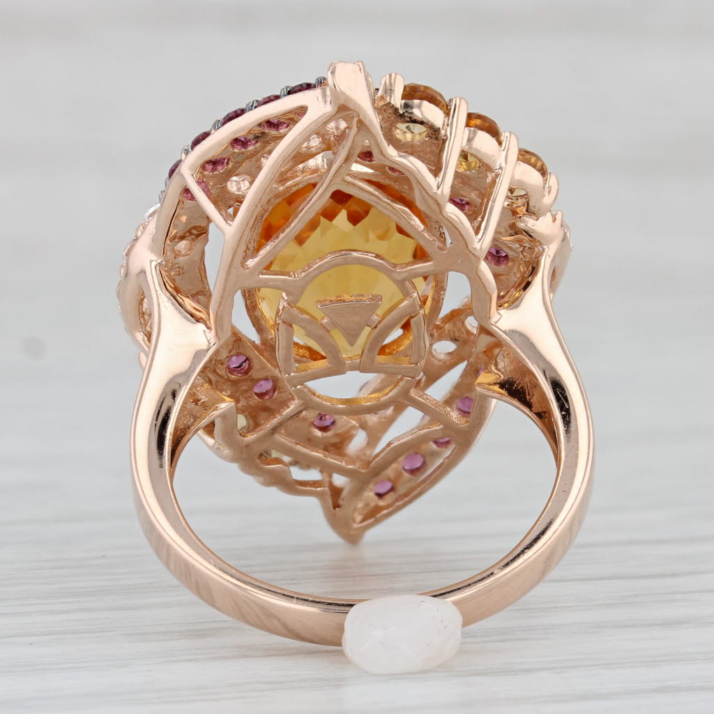 Light Gray Le Vian Crazy 9.32ctw Gemstone Cocktail Ring 14k Rose Gold Citrine Garnet Topaz