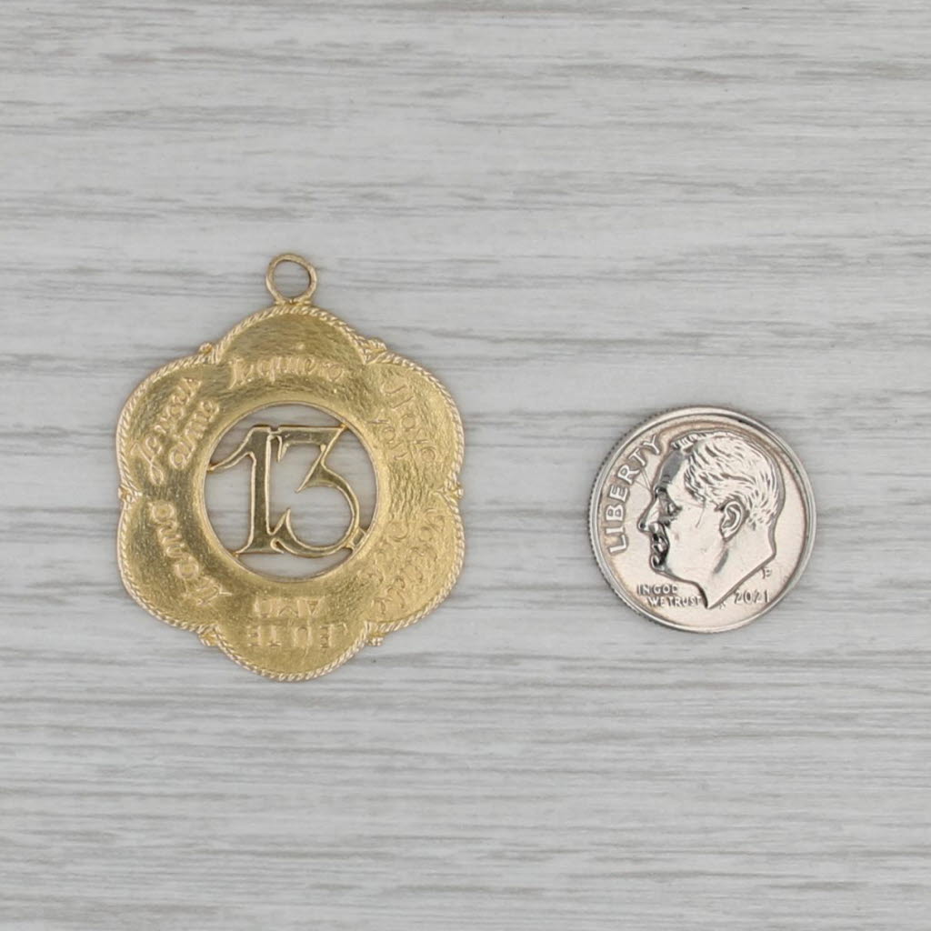 Vintage 13 I Love You in Different Languages Pendant 10k Gold Birthday Gift