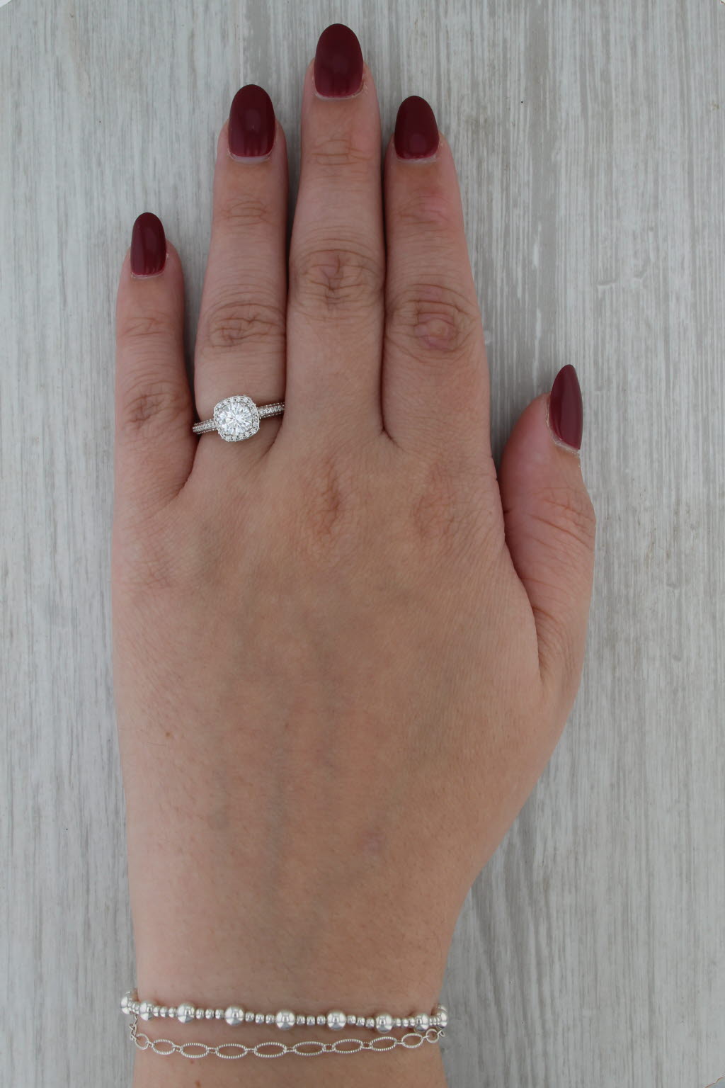 IGI 1.38ctw Lab Grown Diamond Halo Engagement Ring Platinum Size 5.5 FVS1