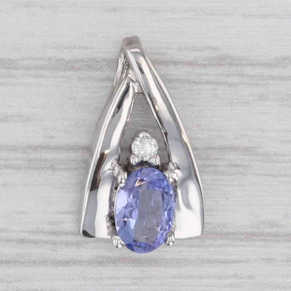 Light Gray 0.50ct Tanzanite Diamond Pendant 14k White Gold Small Drop