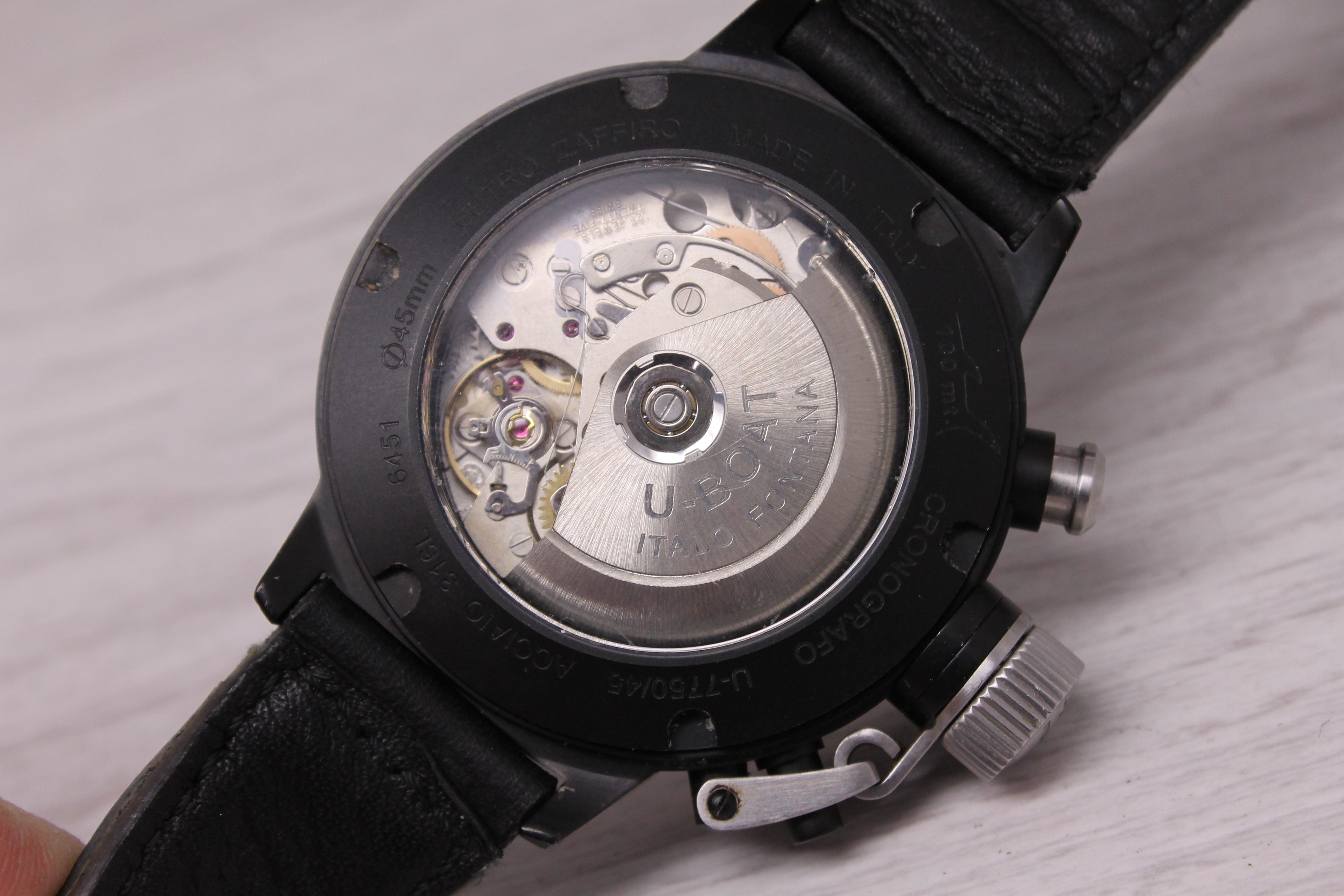 U-Boat Flightdeck Chronograph 45mm Swiss Valjoux U-7750 Carbon Fiber 6451