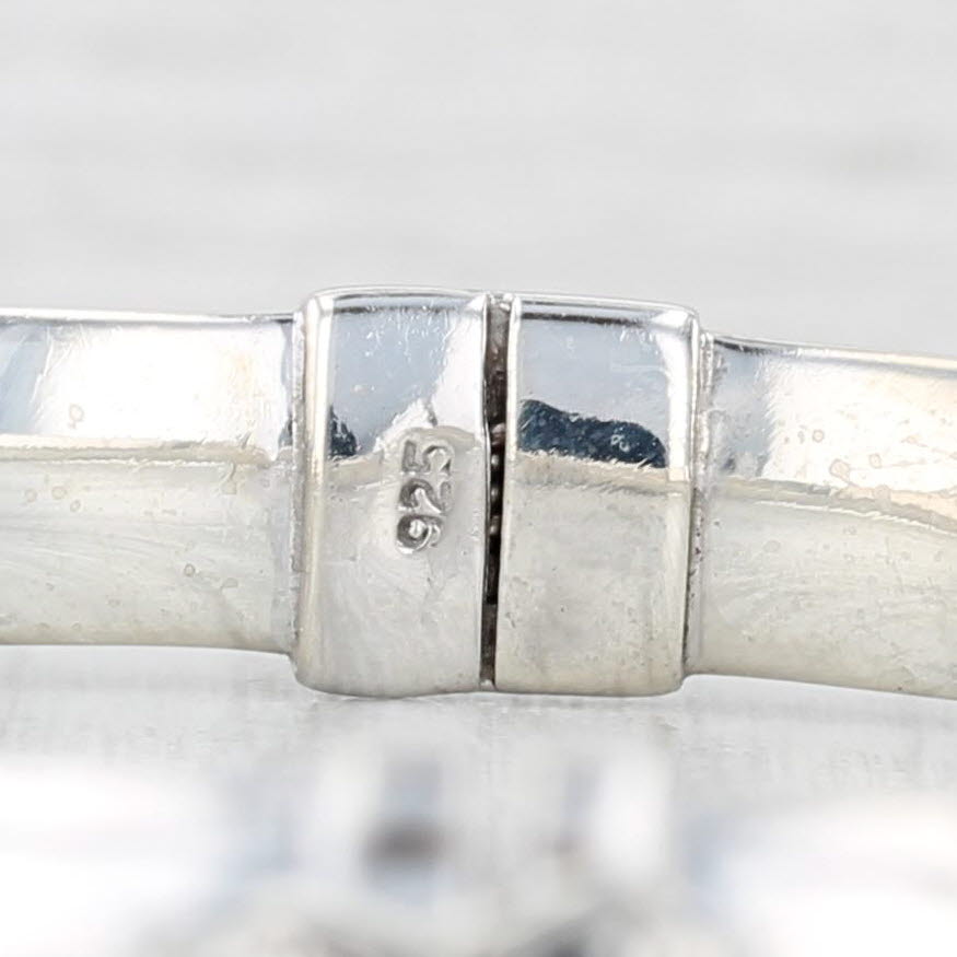 Light Gray Etched Star Pattern Bangle Bracelet Sterling Silver 7" 6.1mm