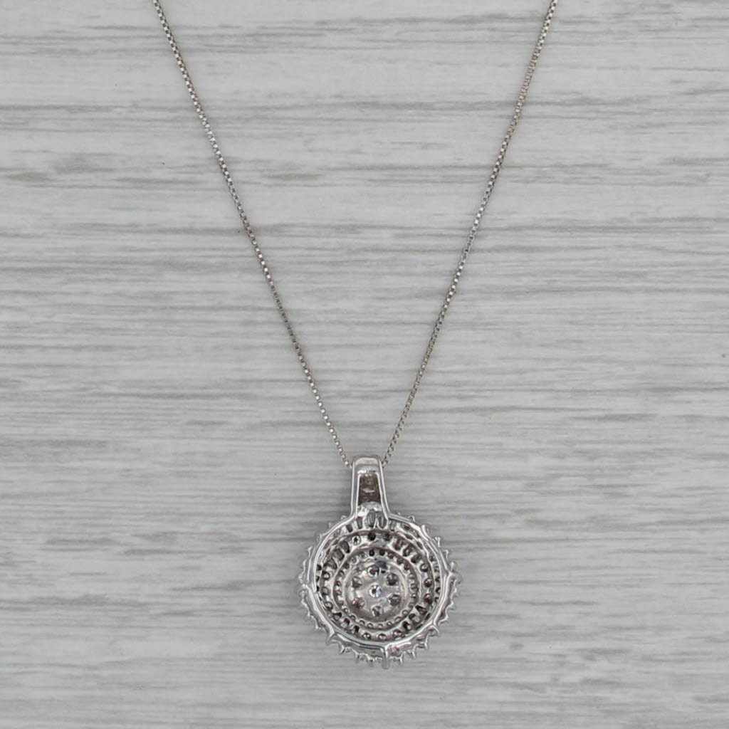 0.70ctw Diamond Cluster Halo Pendant Necklace 10k White Gold 21.25" Box Chain