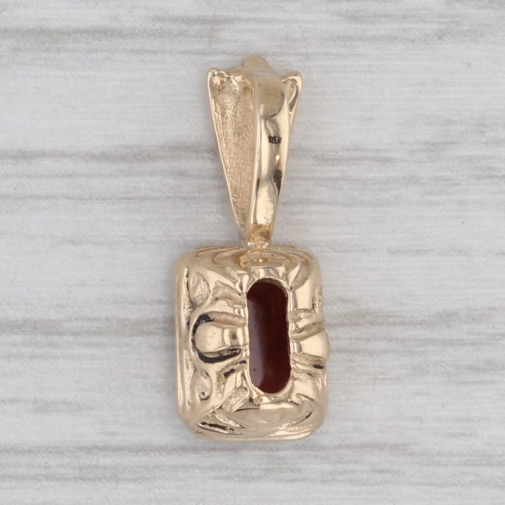 Gray Cabochon Garnet Pendant 14k Yellow Gold Small Drop
