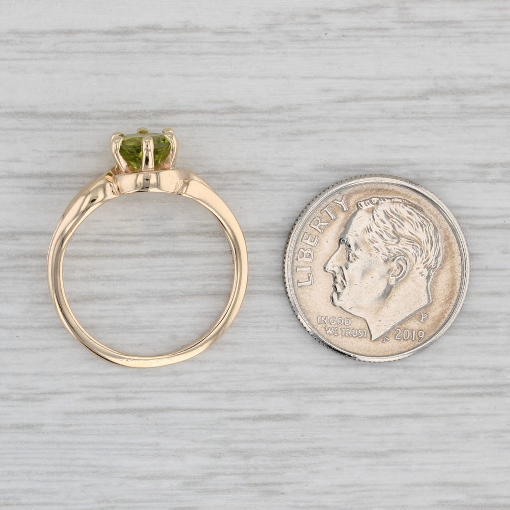 Gray 0.85ct Round Peridot Solitaire Ring 10k Yellow Gold Size 5.5 Church & Co Vintage