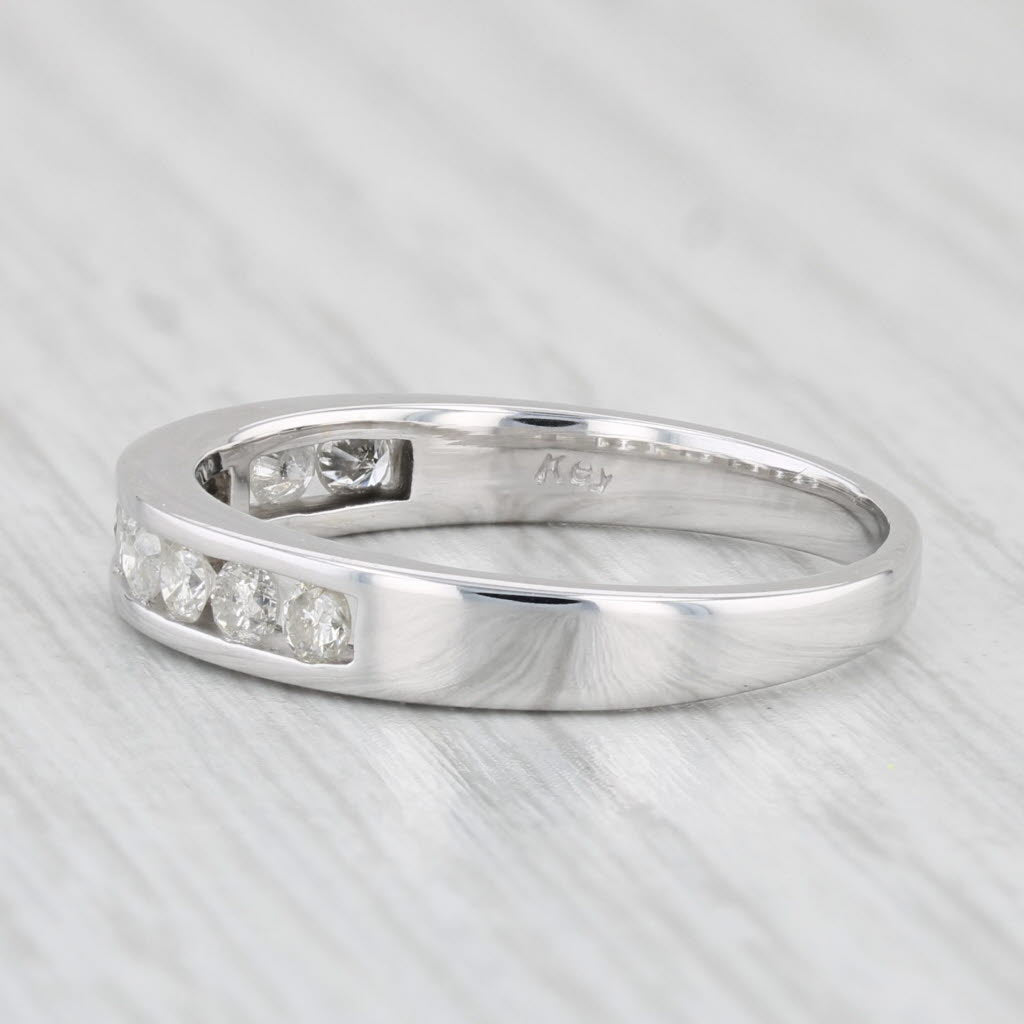 Light Gray 0.48ctw Diamond Wedding Band 18k White Gold Size 8.5 Stackable Anniversary Ring