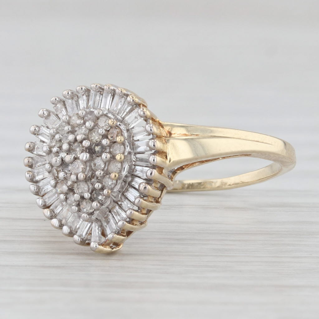 Light Gray Diamond Cluster Halo Engagement Ring 10k Yellow Gold Size 8