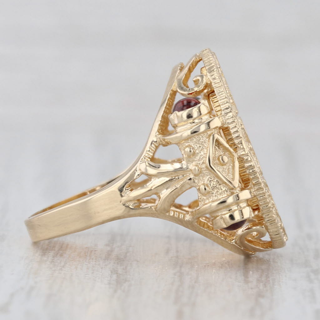 2002 American Gold Eagle Coin Ring 14k 22k Gold 1/10oz $5 Garnets Size 7.25