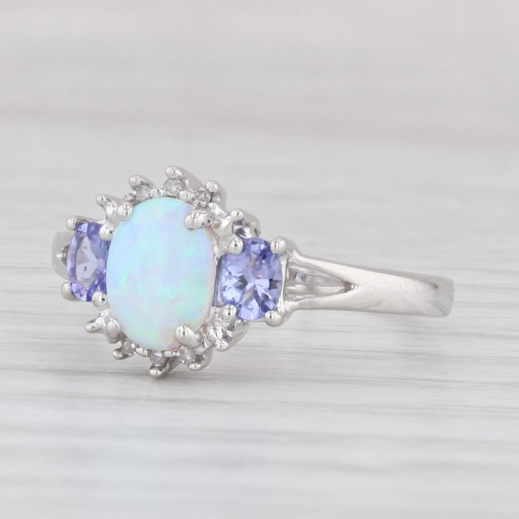 10k white gold opal & diamond ring size 7. Genuine Australian selling opal and diamonds