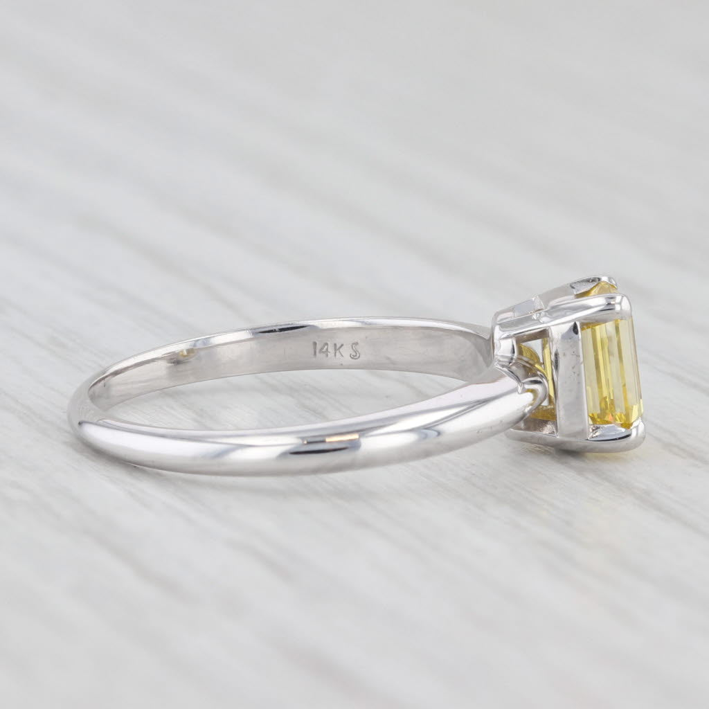 Light Gray 1.03ct Yellow Diamond Emerald Cut Solitaire Ring 14k White Gold Sz 7 Engagement