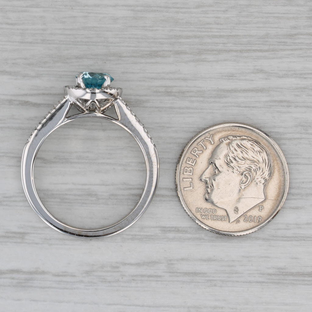 Gray Le Vian 1.38ctw Blue Zircon Diamond Halo Ring 14k White Gold Size 7 Engagement
