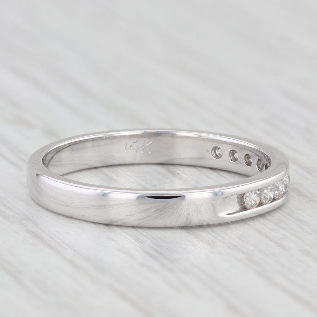 Light Gray 0.20ctw Diamond Wedding Band 14k White Gold Stackable Anniversary Band Size 7.5