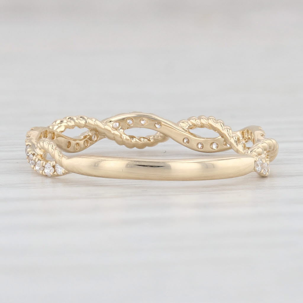 Light Gray New 0.17ctw Diamond Woven Stackable Ring 14k Yellow Gold Size 6.75 Wedding Band