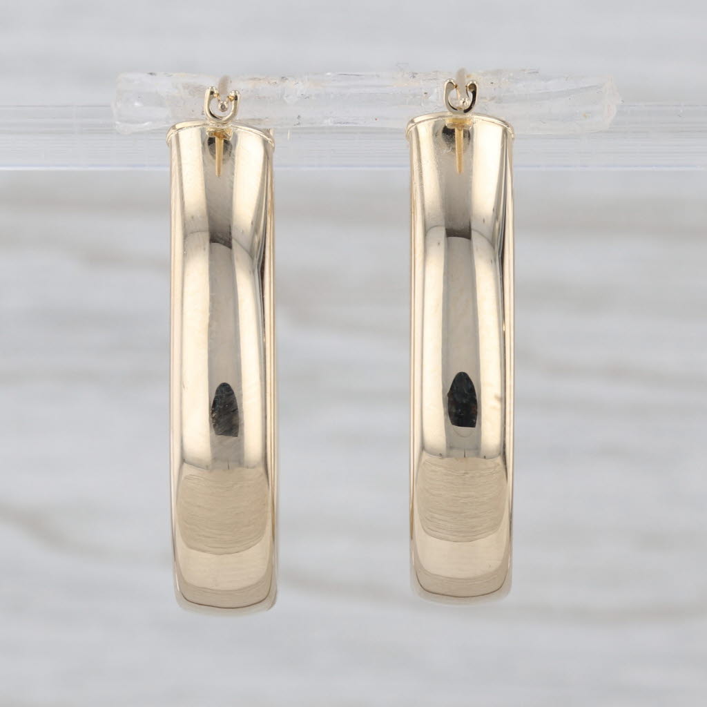 Oval Hoop Earrings 14k Yellow Gold Snap Top Hoops