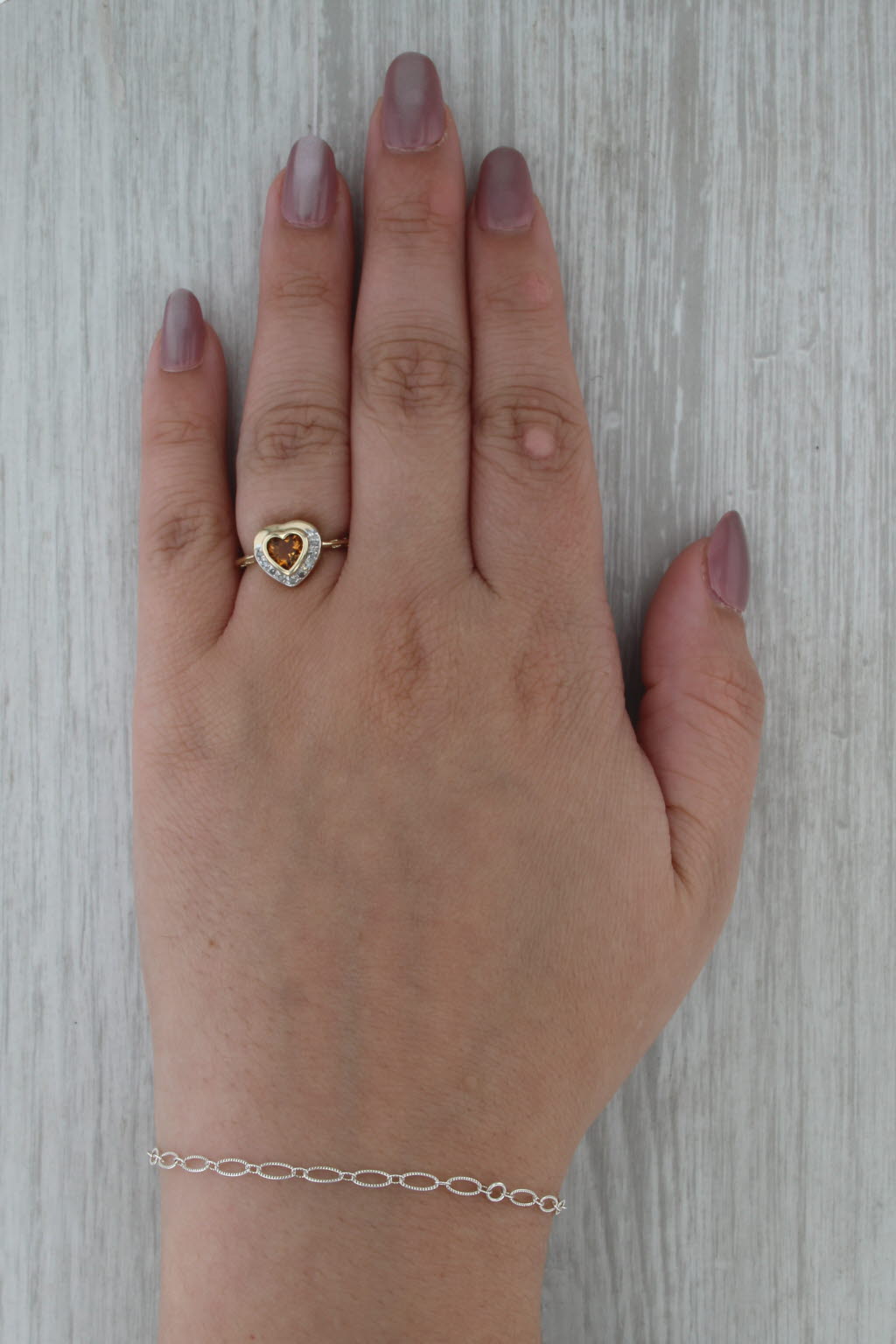 0.81ctw Citrine Heart Diamond Halo Ring 14k Yellow Gold Size 6