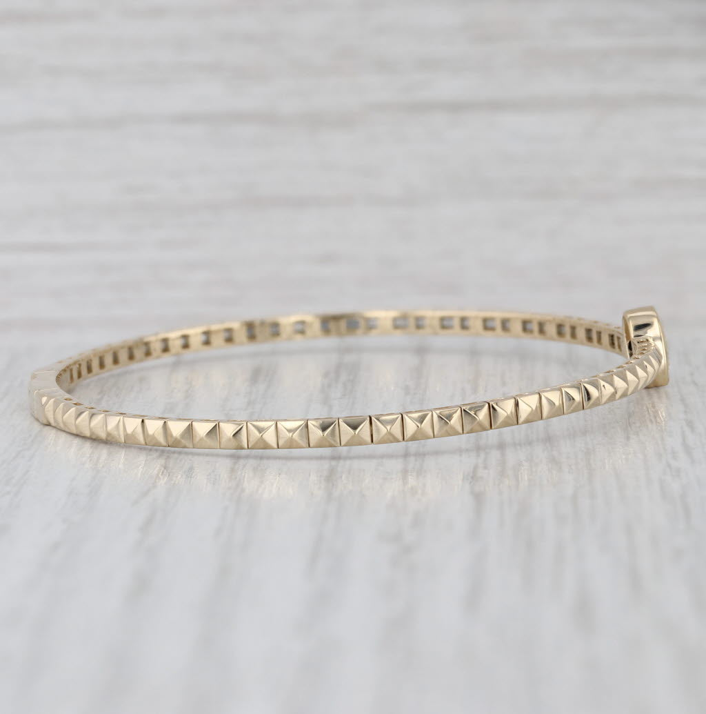 New 0.63ctw Diamond Beveled Flexible Bangle Bracelet 6.75" 14k Yellow Gold
