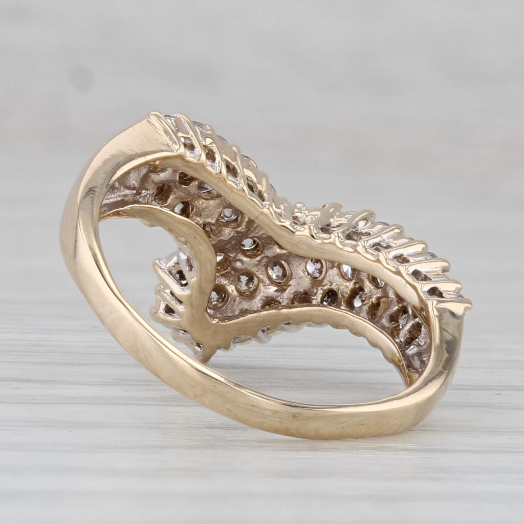 Gray 0.79ctw Diamond Cluster Contoured V Ring 14k Yellow Gold Size 7.5
