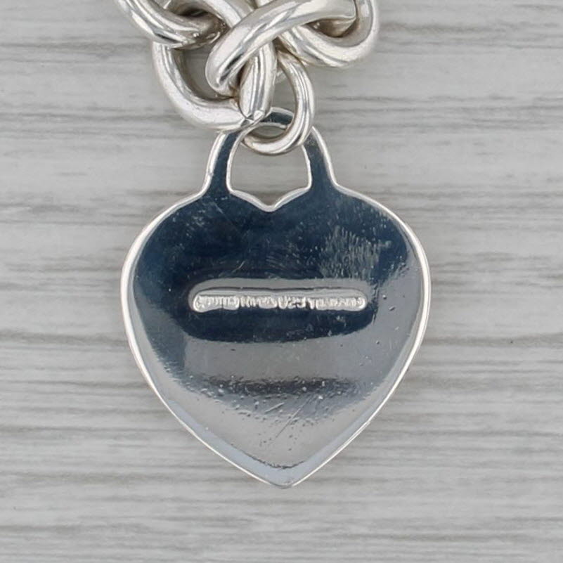 Judith Ripka Engravable Heart Charm Bracelet Sterling Silver 7.5" Cable Chain