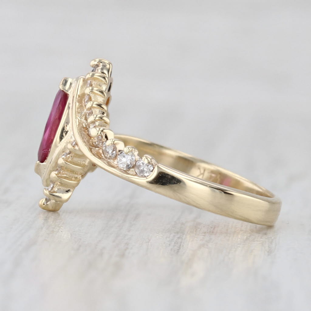 0.92ctw Marquise Ruby Diamond Bypass Ring 14k Yellow Gold Size 6.75