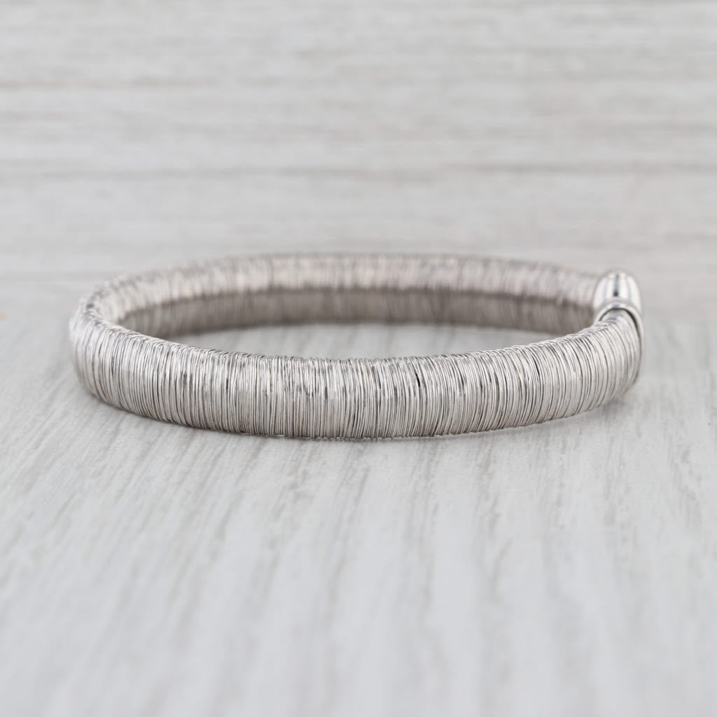 Sterling Silver Flexible Cuff Bracelet Textured Finish JCM Italy 7.25" 8.2mm