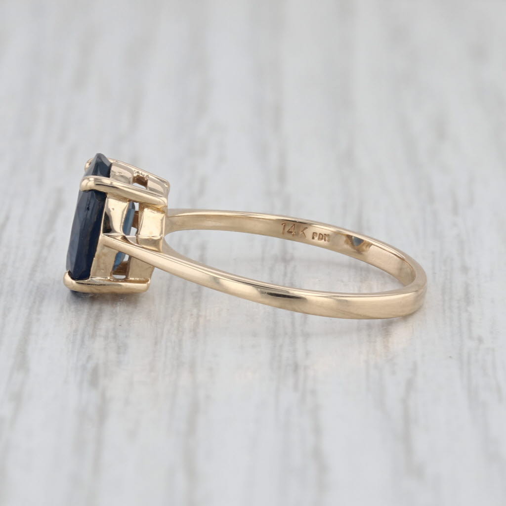 2.55ct Oval Blue Sapphire Solitaire Ring 14k Yellow Gold Size 8