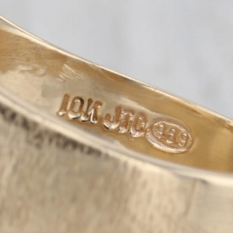 Vintage Engravable Hematite Ring 10k Yellow Gold Size 13 Men's Signet