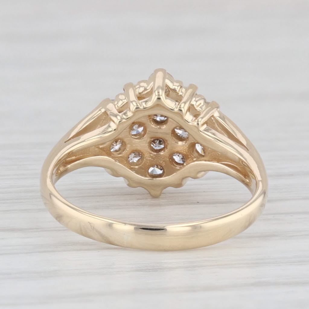 Light Gray 0.45ctw Diamond Cluster Ring 14k Yellow Gold Size 3