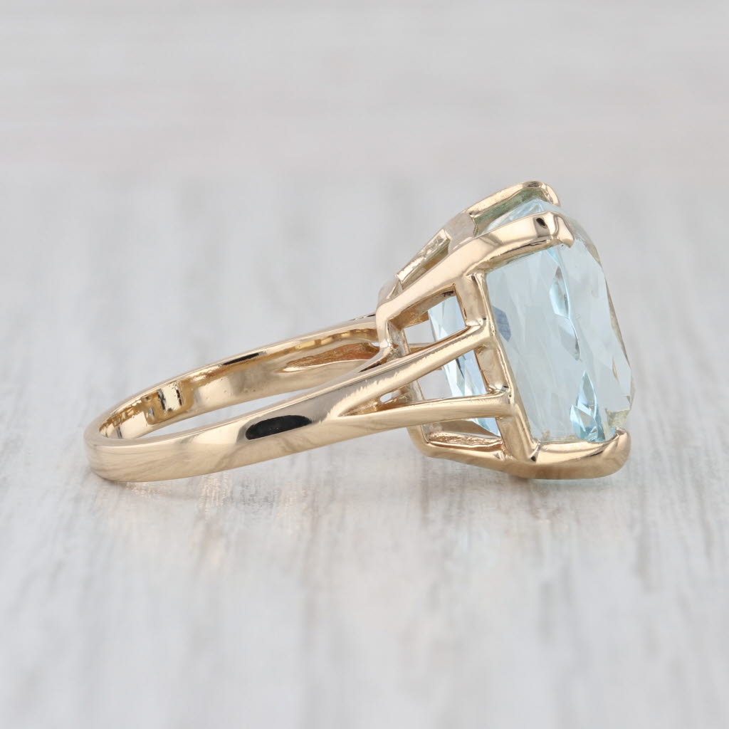 12.40ct Aquamarine Solitaire Ring 14k Yellow Gold Size 6.25 Cocktail