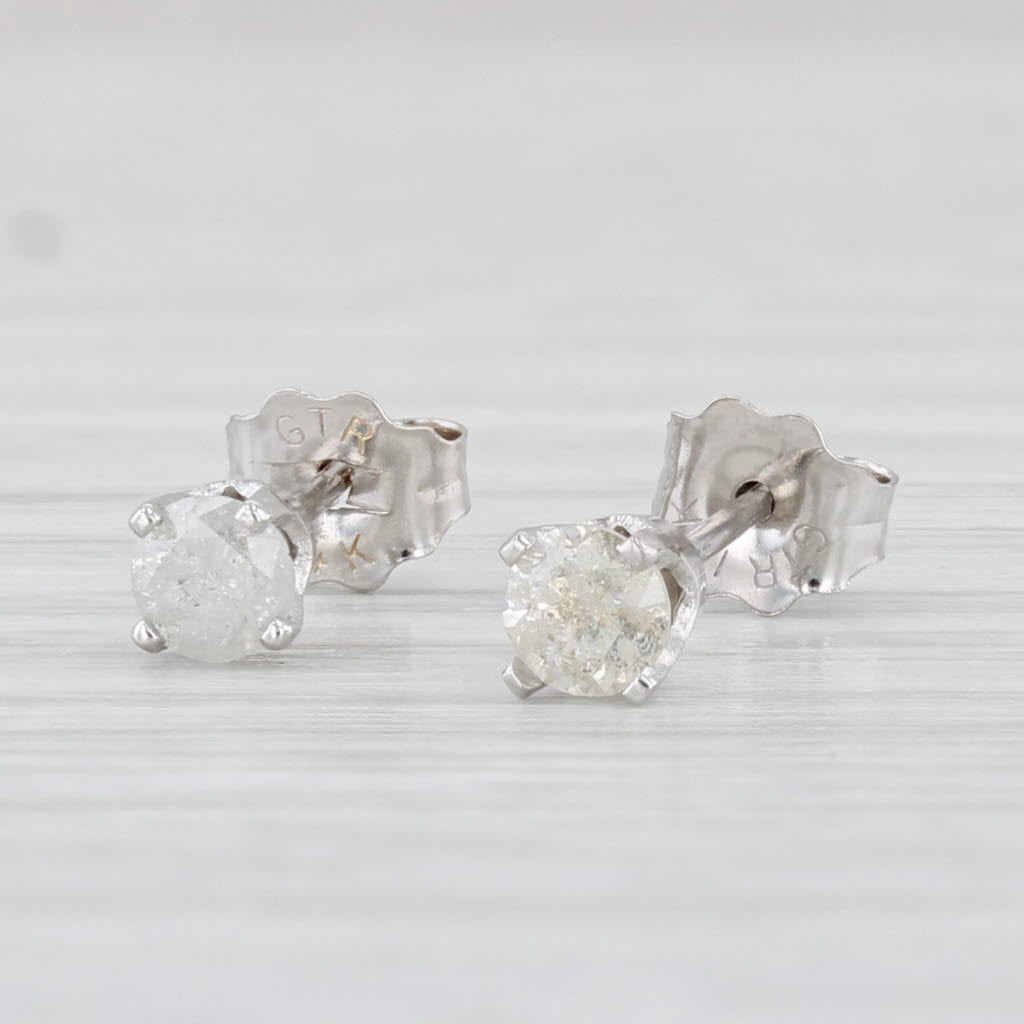 Light Gray 0.25ctw Diamond Stud Earrings 10k White Gold Round Solitaire Studs