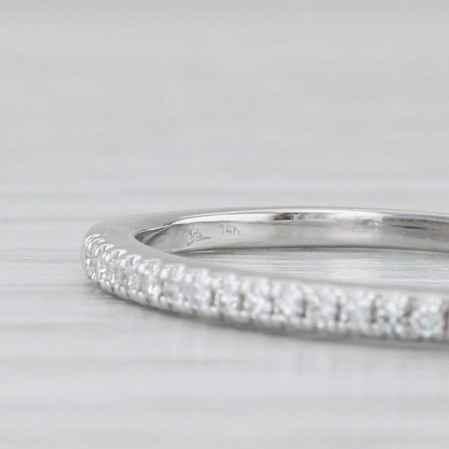 Light Gray 0.10ctw Diamond Wedding Ring 14k White Gold Size 5.75 Stackable Anniversary Band
