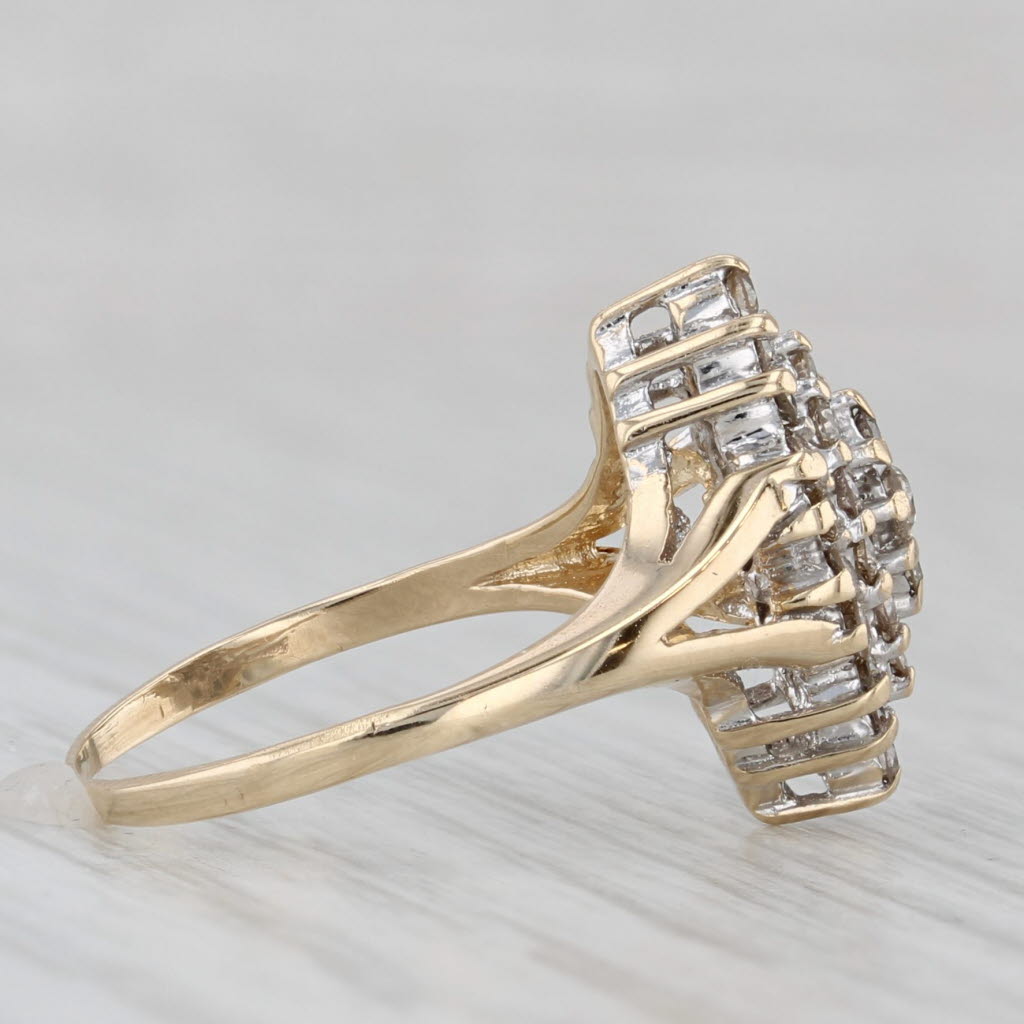 Light Gray 0.44ctw Diamond Cluster Ring 10k Yellow Gold Size 5