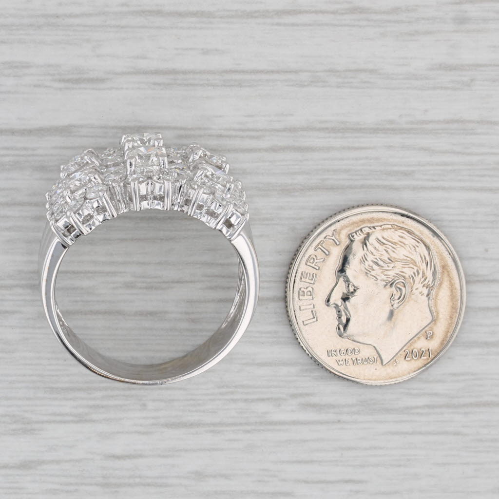 Gray 2.55ctw Diamond Cluster Ring 18k White Gold Size 8 Cocktail