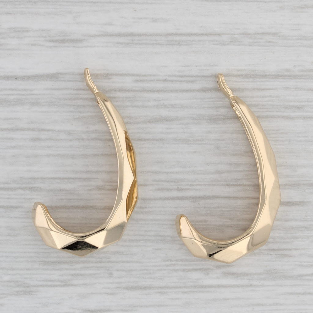 Gray Beveled J-Hook Earring Enhancer Dangles 14k Yellow Gold For Studs
