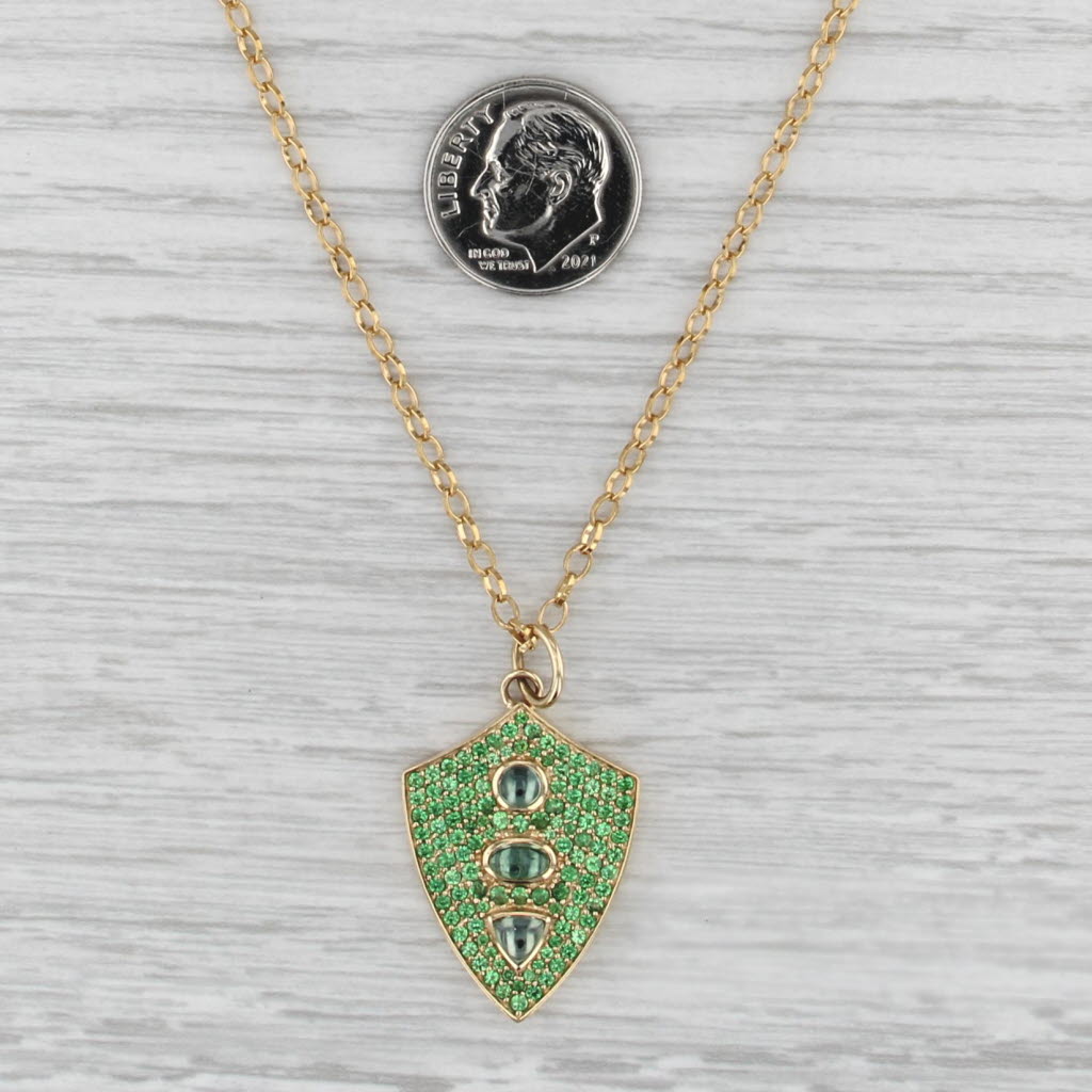Monica KIosann Fearless Shield Pendant Necklace 18k Gold Tourmaline Garnet 18"