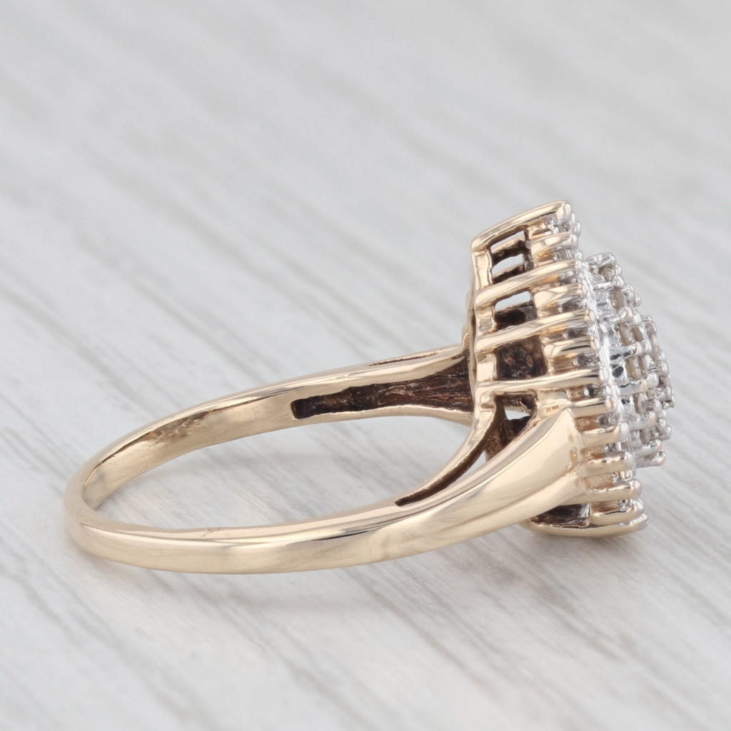 Light Gray 0.40ctw Diamond Cluster Halo Ring 10k Yellow White Gold Size 6.75