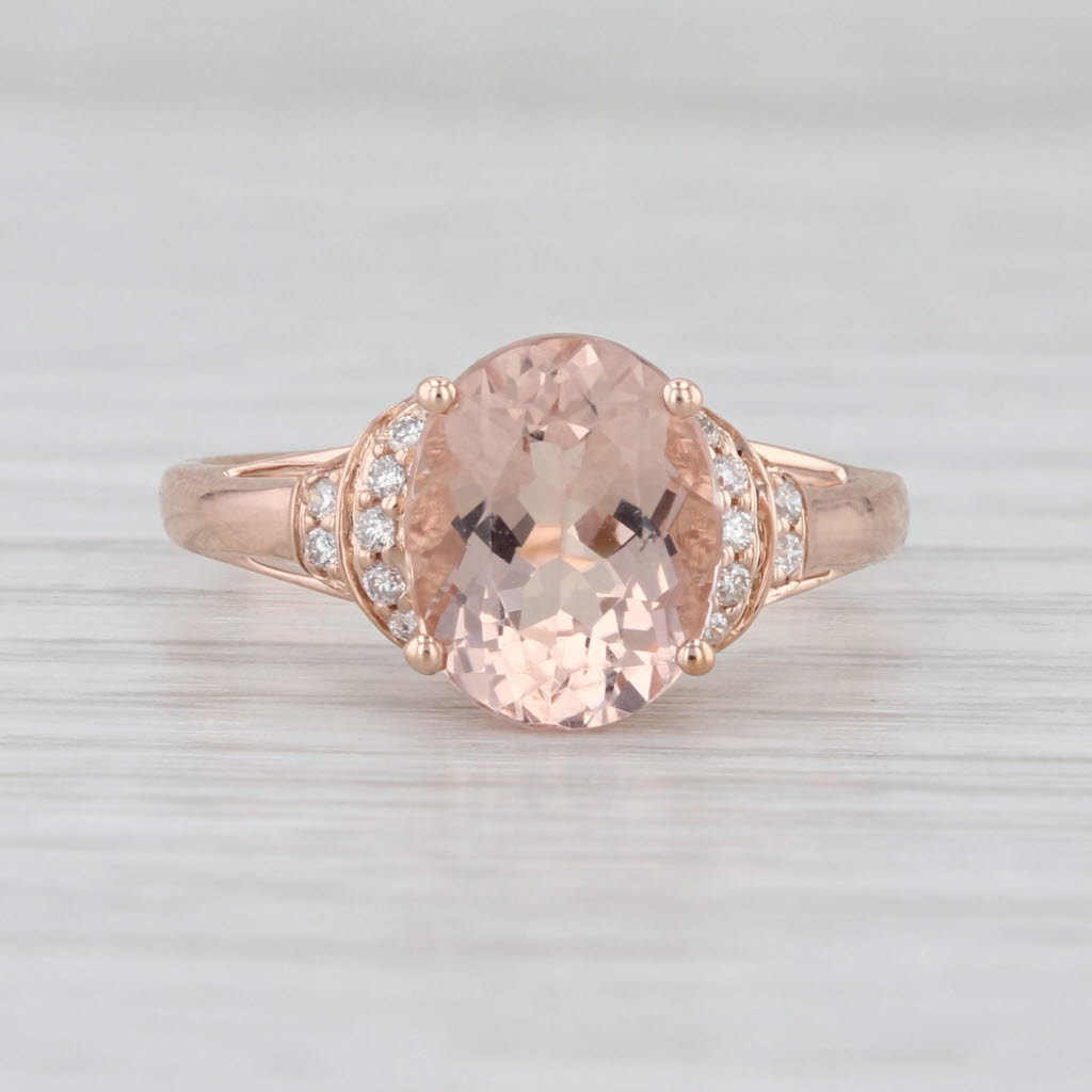 2.57ctw Morganite Diamond Ring 10k Rose Gold Size 7.25 Engagement