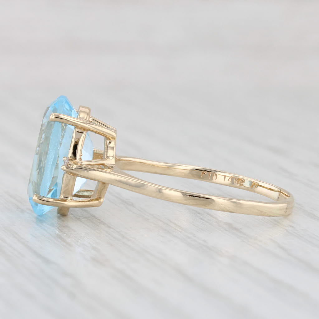 Light Gray 7.04ctw Oval Blue Topaz Diamond Ring 14k Yellow Gold Size 11.25