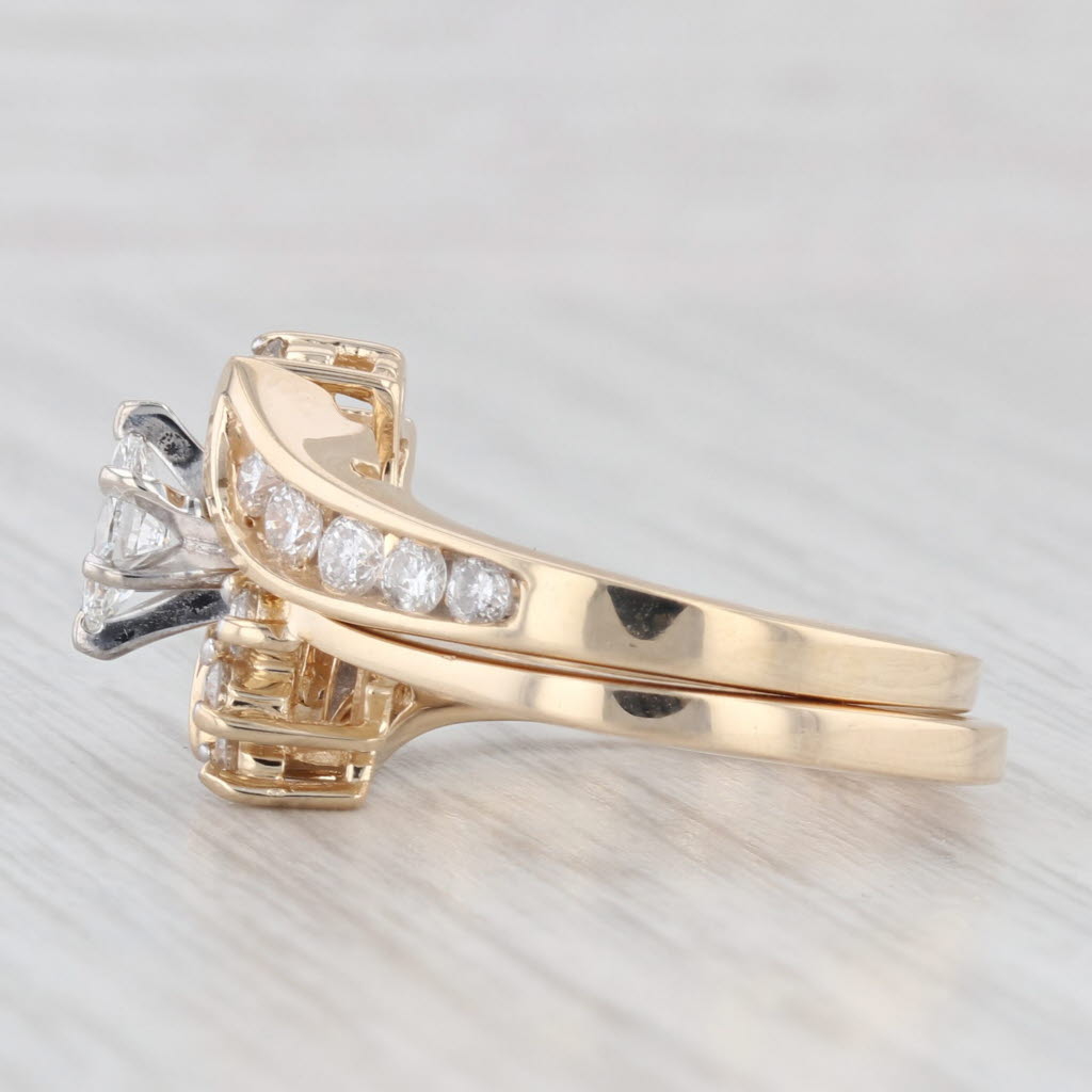 Light Gray 0.87ctw Marquise Diamond Engagement Ring Wedding Band Jacket Bridal Set 14k Gold