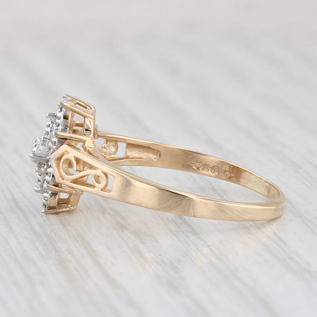 Light Gray 0.35ctw diamond Cluster Ring 14k Yellow Gold Size 9.5 Engagement