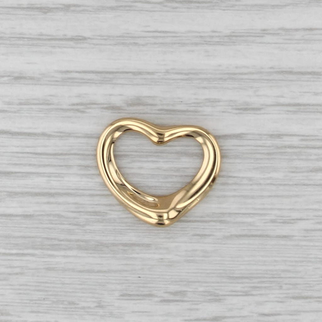 Tiffany & Co Elsa Peretti Open Heart Pendant 18k Yellow Gold Box Pouch